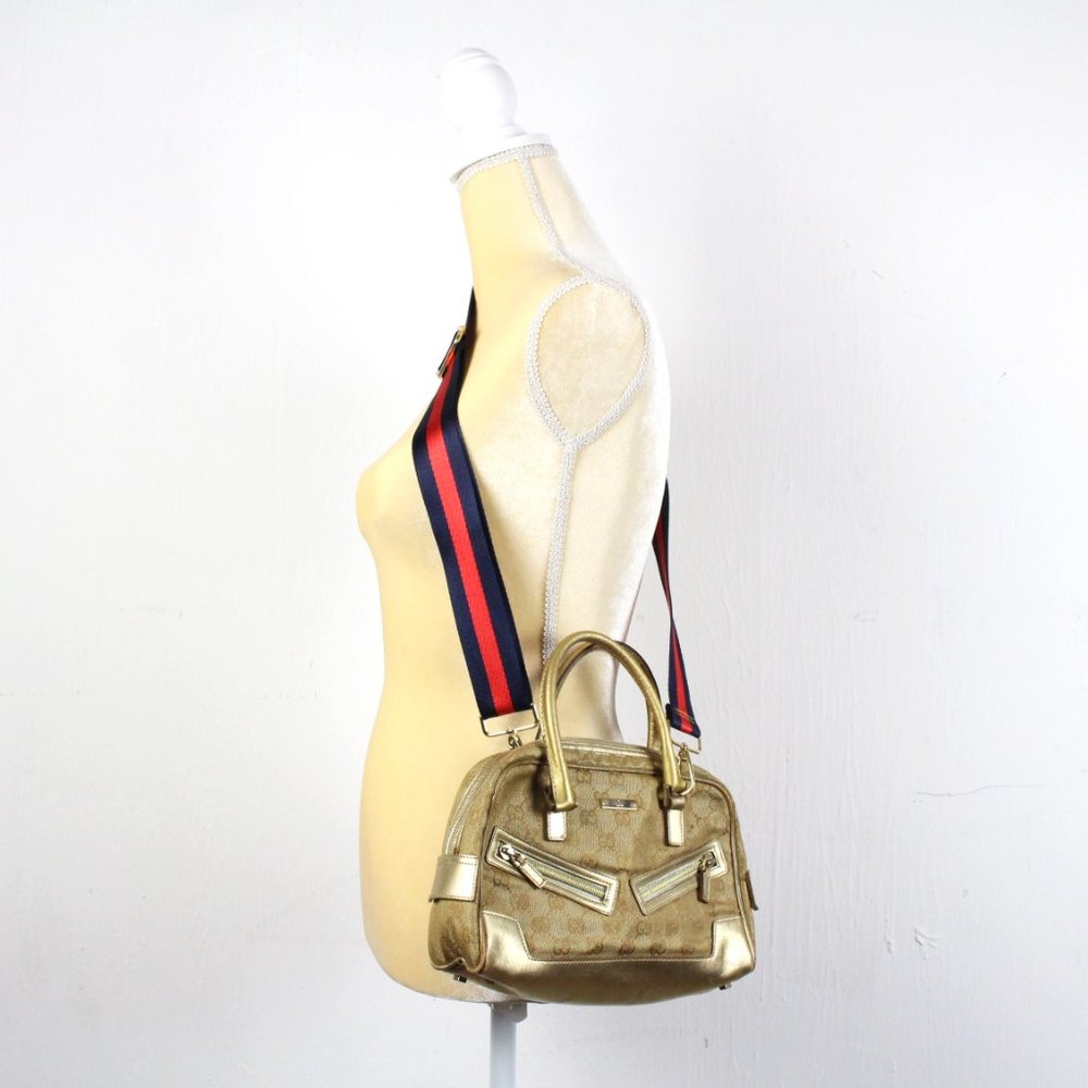 Gucci Gold GG Monogram Mini Bowler Satchel/Bag - Picture 4 of 15
